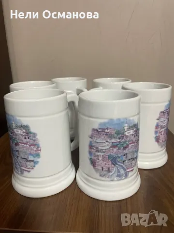 Керамични халби за бира 0.400 и чинии ф 20, снимка 2 - Чаши - 49772182