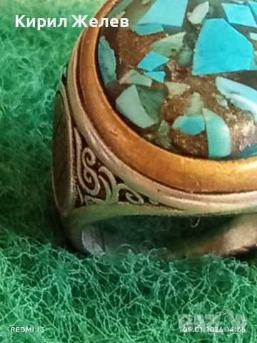 Еврейски сребърен скъпоценен пръстен ювелирна изработка 26220, снимка 6 - Пръстени - 52988453
