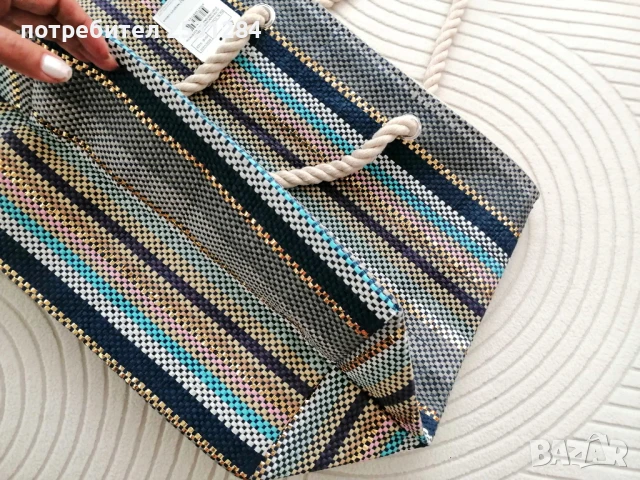 Нова дамска лятна чанта , плажна чанта, плетена чанта, снимка 3 - Чанти - 50753273