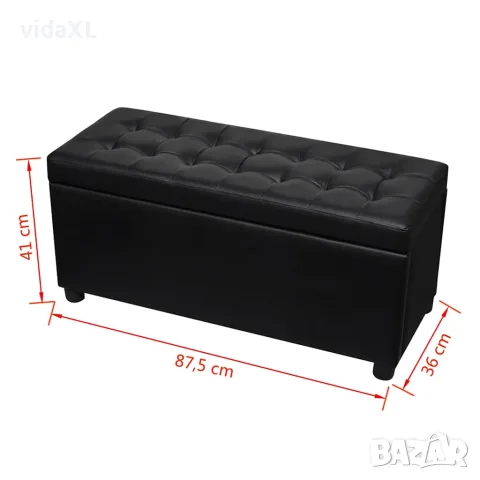 vidaXL Табуретка-ракла тип отоманка, изкуствена кожа, черна, снимка 8 - Ракли - 56146456