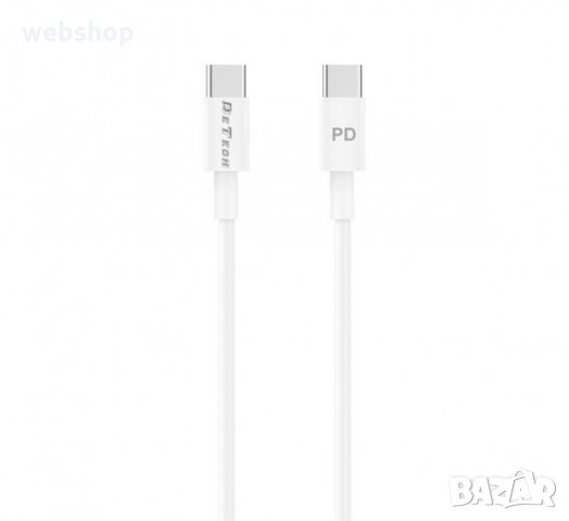 Кабел за бързо зареждане, силиконов, бял, Type-C, 1m, 3A, 60W, снимка 1