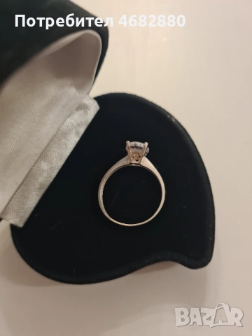 Стилен дамски пръстен с камък, бяло злато, снимка 6 - Пръстени - 52794591