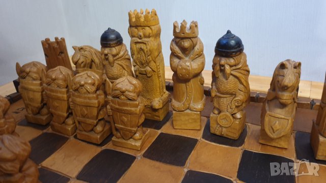 Голям стар дървен шах -ръчна изработка, снимка 9 - Антикварни и старинни предмети - 44327128