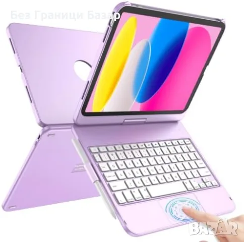 Нов LKV 360° Въртящ калъф с Bluetooth клавиатура за iPad 10.9" A16 10th Gen таблет Айпад кейс защита