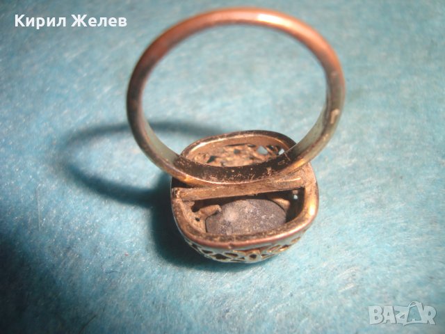 СТАРИНЕН МЕДЕН ПОЗЛАТЕН СКЪПОЦЕНЕН ПРЪСТЕН ЮВЕЛИРНА МАЙСТОРСКА ИЗРАБОТКА с ЧЕРЕН ОНИКС УНИКАТ 26803, снимка 8 - Антикварни и старинни предмети - 34831040
