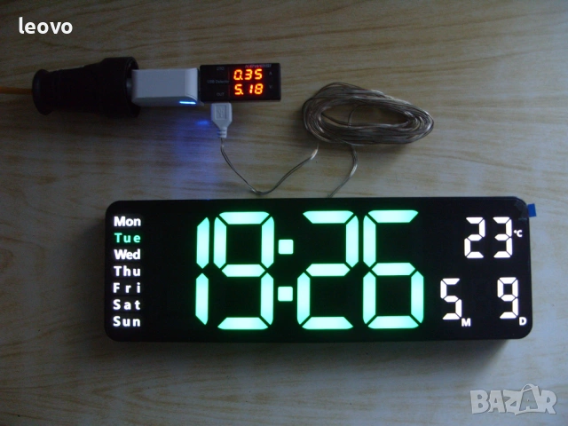 Голям електронен часовник DS-6629 с дистанционно управление, дата, термометър, таймер и аларми, снимка 11 - Стенни часовници - 42589111