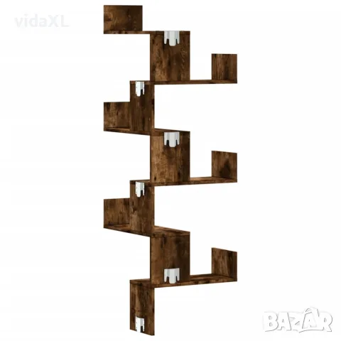 vidaXL Стенен ъглов рафт опушен дъб 45x45x147 см инженерно дърво, снимка 6 - Етажерки - 56148288