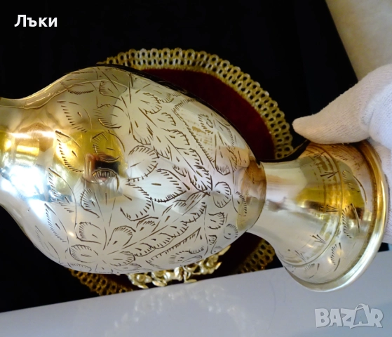 Бронзова ваза с разкошни гравирани орнаменти,маркировка. , снимка 5 - Вази - 52674557