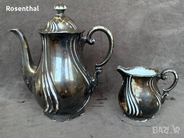 Винтидж Чайник и каничка Посребрен порцелан Rudolph Wachter RW Bavaria 