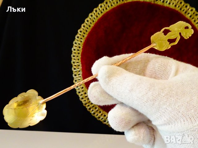 Медна лъжица за капучино,коктейли с фигура Wayang. 