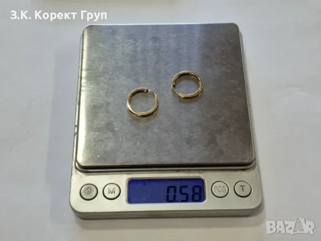 Дамски златни обеци 14К 585 / 0,58 гр., снимка 4 - Обеци - 56158885