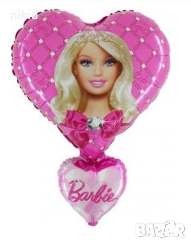Кукла Барби Barbie двойно сърце фолио фолиев балон хелий или въздух парти рожден ден 