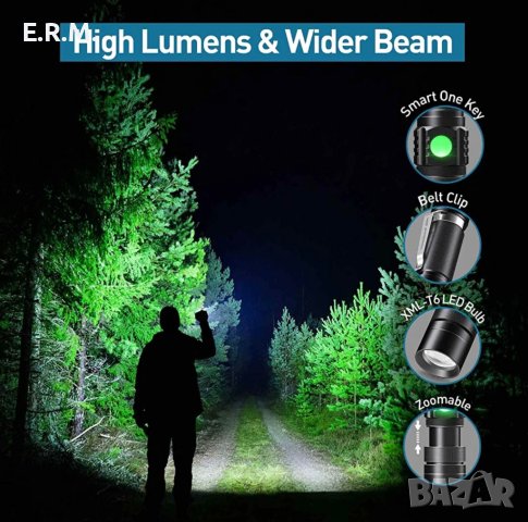 BUCASA Акумулаторни фенерчета S2500, супер ярки LED тактически фенерчета с висок лумен, 3 режима, снимка 7 - Къмпинг осветление - 40936538