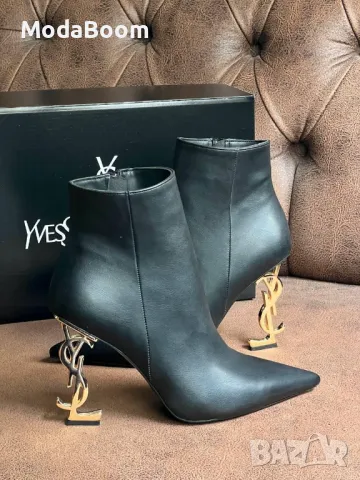 Yves Saint Laurent дамски черни боти на ток, снимка 2 - Дамски боти - 48251386