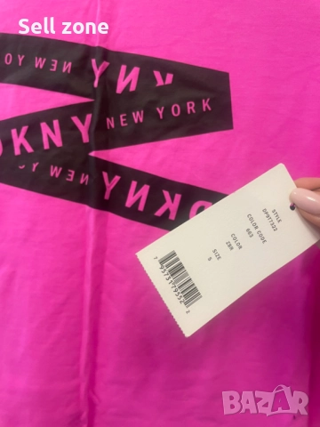 Розова тениска DKNY с етикет – размер S, снимка 2 - Тениски - 51690265