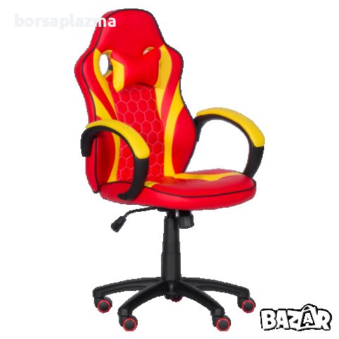 Геймърски стол с футболни мотиви Carmen 6305 - червено-жълт, снимка 1 - Столове - 33728639