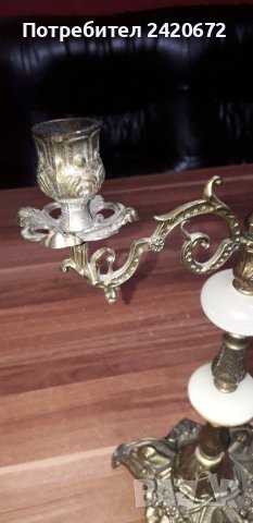 Свещник барок  с  оникс, снимка 4 - Антикварни и старинни предмети - 41378081