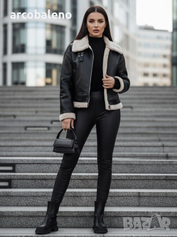 Дамско кожено яке SHEREB, 2цвята , снимка 4 - Якета - 47710028