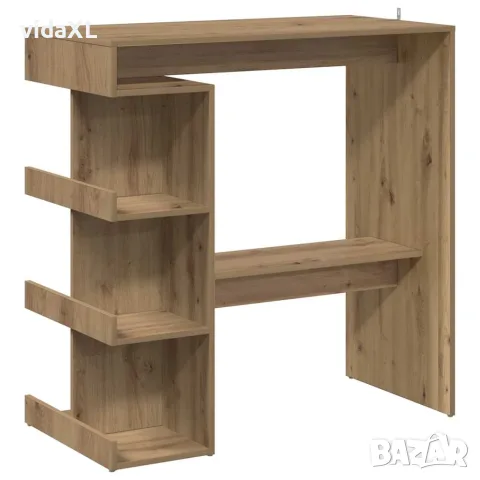 vidaXL Бар маса с рафтове, дъб артизан, 100x48x101,5 см