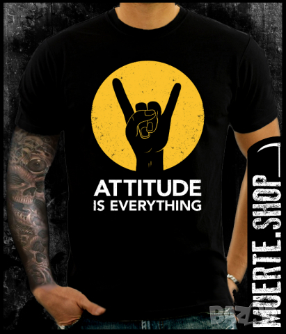Тениска с щампа ATTITUDE IS EVERYTHING, снимка 1 - Тениски - 36130469