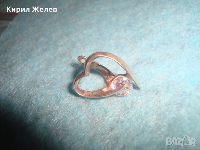 СКЪПОЦЕННА СРЕБЪРНА АРТ СЪРЦЕВИДНА ОБЕЦА СРЕБРО 925 с ЮВЕЛИРНО ФАСЕТИРАН ЦИРКОН 25712, снимка 6 - Обеци - 35818503