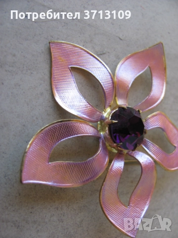 Красива брошка -цвете с полускъпоценен камък, снимка 8 - Други - 51644705