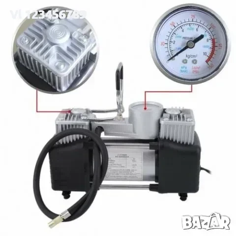 Мощен двуцилиндров компресор за автомобили в куфар с инструменти, снимка 7 - Аксесоари и консумативи - 50784954