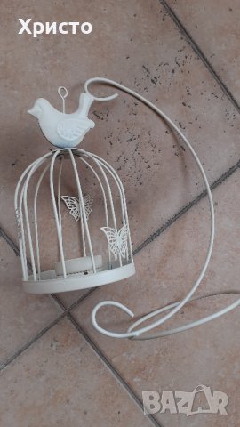 фенер-свещник метален, дизайнерски тип клетка за птици, ретро, за свещ, снимка 6 - Други - 40395339