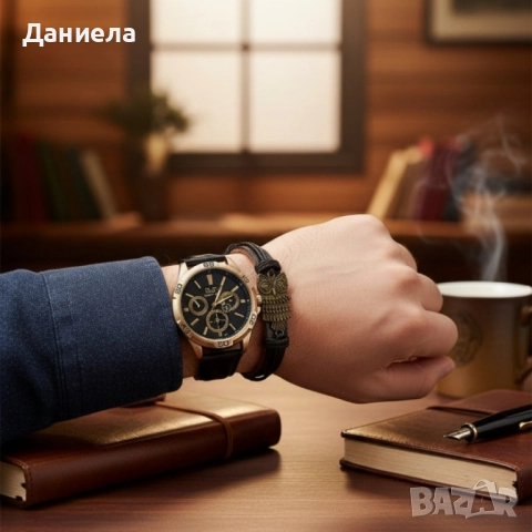 Мъжки комплект S&T Seek Time – стилен часовник с гривна в подаръчна кутия, снимка 3 - Мъжки - 51933055