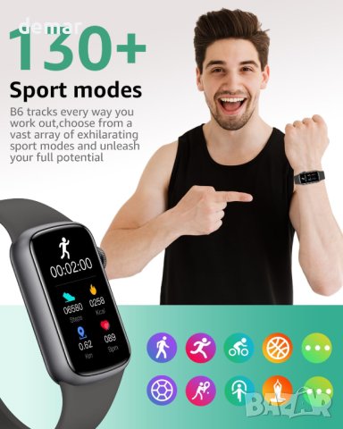 IMFRCHCS Смарт часовник 1,47" цял екран IP68 водоустойчив за Android iOS, снимка 3 - Смарт гривни - 44168678