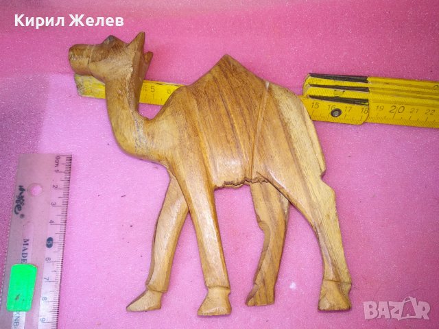 СТАРА ДЕКОРАТИВНА ДЪРВЕНА ФИГУРКА на КАМИЛА РЪЧНА ИЗАБОТКА За КОЛЕКЦИЯ УКРАСА 42843