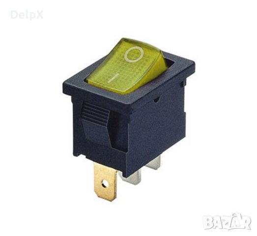 Ключ, 3pin, 2 положения, черен, 250V, 5A, 19x13mm, снимка 1