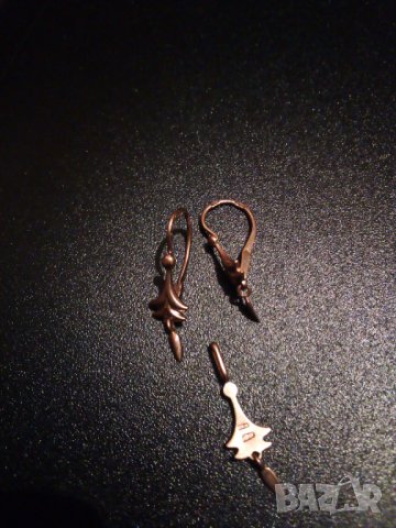 Антикварен руски златен комплект елхички 583 /звезда, сърп и чук , снимка 3 - Бижутерийни комплекти - 34479879