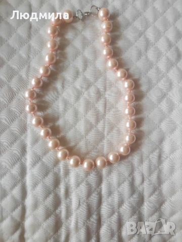 Колие ,дамско от розови перли,уникално, снимка 3 - Колиета, медальони, синджири - 51186916