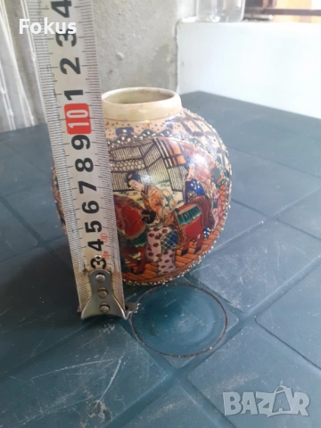 Красива уникална стара ваза порцелан Сатцума Satsuma, снимка 5 - Антикварни и старинни предмети - 53307536