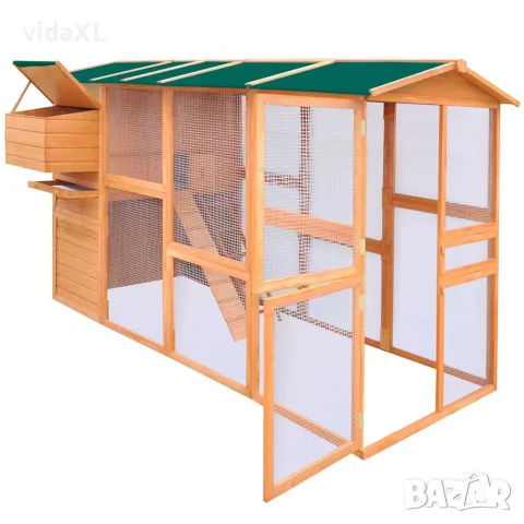 vidaXL Птичарник/кокошарник, дърво, 295x163x170 см, снимка 2 - Кокошки и пуйки - 56146239