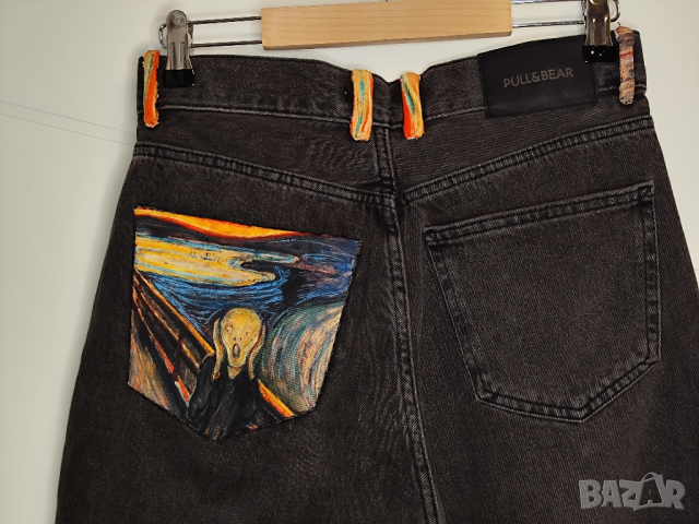 Pull & Bear & Gatolocoshop, EUR 36, дамски дънки Picasso The Scream , снимка 1