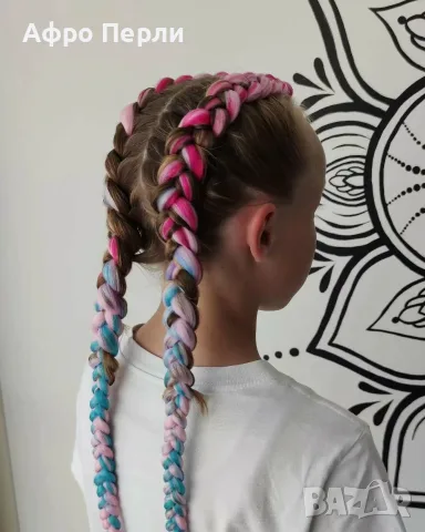 💜Детски Боксьорски Плитки 💜 Екстеншъни Ариел Къдрици Бохо Плитки Африкански Сенегалски Туистъри , снимка 4 - Аксесоари за коса - 55730156