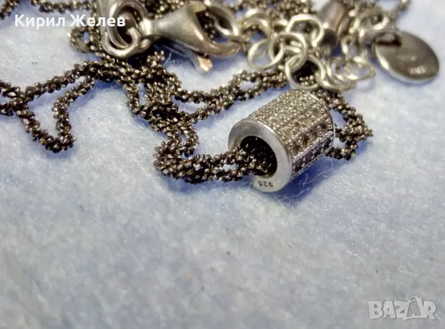 ИЗЯЩНО НЕЖНО СРЕБЪРНО КОЛИЕ СРЕБРО 925 ITALY с РОДИЕВО ПОКРИТИЕ и ИСКРЯЩИ ЦИРКОНЧЕТА 48619, снимка 3 - Колиета, медальони, синджири - 50136408