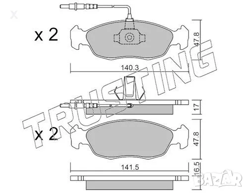 Trusting 159.0 Предни накладки PEUGEOT 1.1, 1.4, 1.6, 1.8, 1.9 Д PEUGEOT 306 1993-2002 OE 4253.16