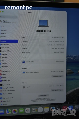 Apple MacBook Pro 2019 A2141 I9 8 core 1 TB NVME 32 GB DDR4 Radeon, снимка 2 - Лаптопи за игри - 53858688