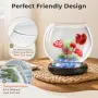 Нова Кръгла стъклена купа за рибки hygger 2L стъклен аквариум с LED светлина и декорация, снимка 5