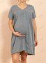 Дамска рокля за бременни с V-образно деколте, къс ръкав и странични джобове - 023, снимка 1 - Дрехи за бременни - 41396614