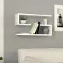 Рафт за стена, 2 броя в комплект, бели, 60х15x20 см, снимка 3