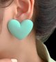 Сребърни обеци сърца-масивни"Instagram candy color"mint/нови, снимка 1 - Колиета, медальони, синджири - 41752661