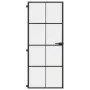 vidaXL Интериорна врата черна 83x201,5 см закалено стъкло и алуминий, снимка 3