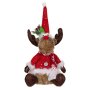 Коледен елен, седящ с червен кожух, 39см, снимка 1 - Декорация за дома - 42718857