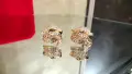 CARTIER Panthere de Cartier Rose Gold Stud Paved Diamond Дамски Обеци, снимка 1