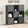vidaXL Висок шкаф, сив, 110,5x35x117 см, борово дърво масив, снимка 2