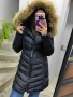 Дълго зимно яке с естествен косъм черно, снимка 1